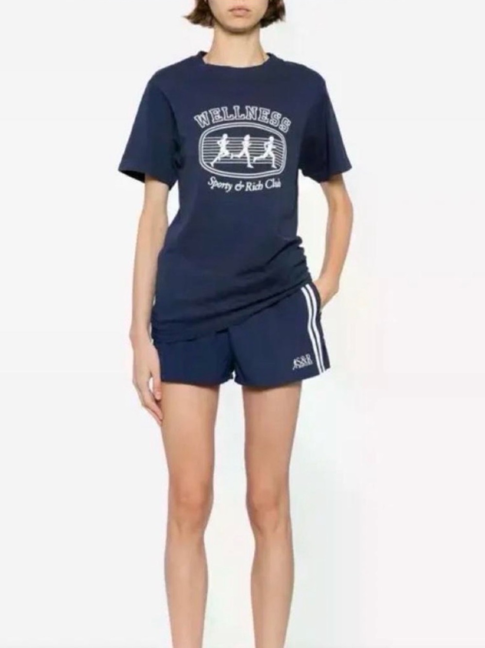 Sporty & Rich Navy Wellness Graphic Tee